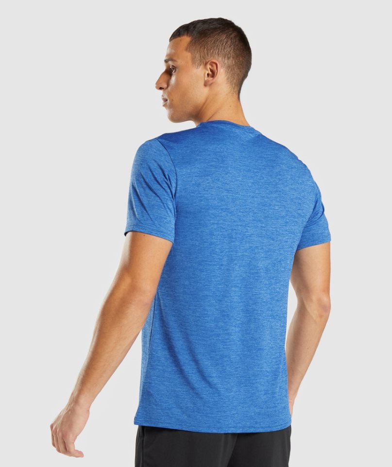 Men's Gymshark Arrival Marl T-Shirts Blue | CA 567N3A